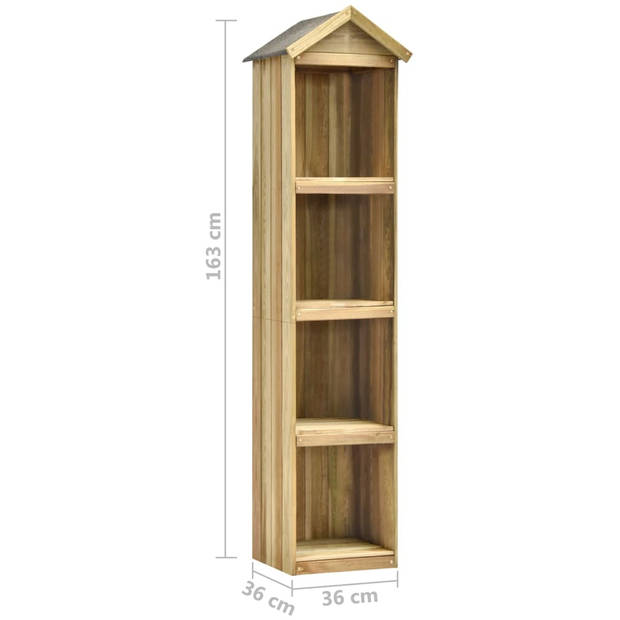 The Living Store Houten gereedschapsschuur - 36 x 36 x 163 cm - naturel - geïmpregneerd grenenhout