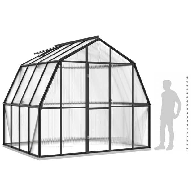 The Living Store Kweekkas Polycarbonaat - 282 x 228 x 243 cm - UV-bestendig - Aluminium en polycarbonaat - Antraciet -