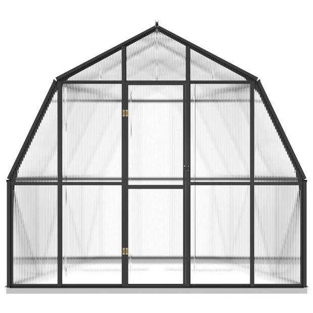 The Living Store Kweekkas Polycarbonaat - 282 x 228 x 243 cm - UV-bestendig - Aluminium en polycarbonaat - Antraciet -