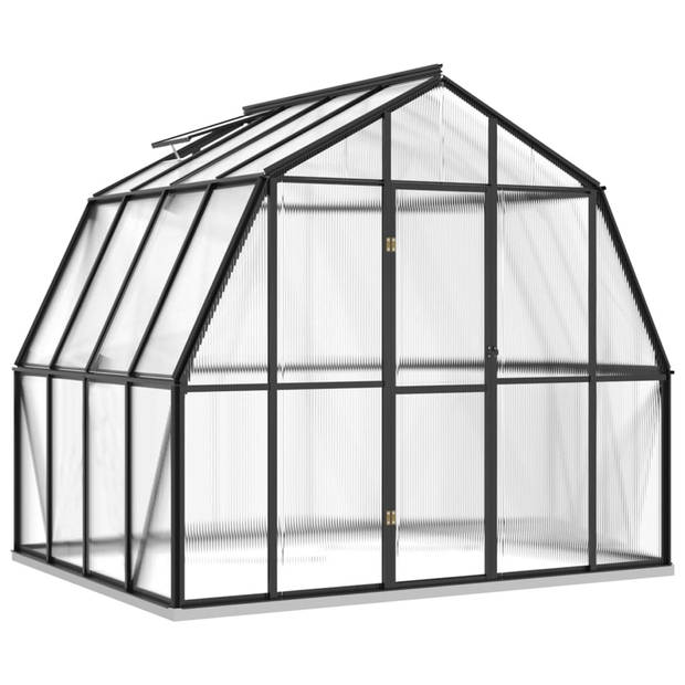 The Living Store Kweekkas Polycarbonaat - 282 x 228 x 243 cm - UV-bestendig - Aluminium en polycarbonaat - Antraciet -