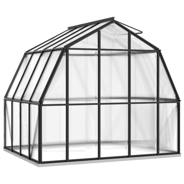 The Living Store Kweekkas Polycarbonaat - 282 x 228 x 243 cm - UV-bestendig - Aluminium en polycarbonaat - Antraciet -