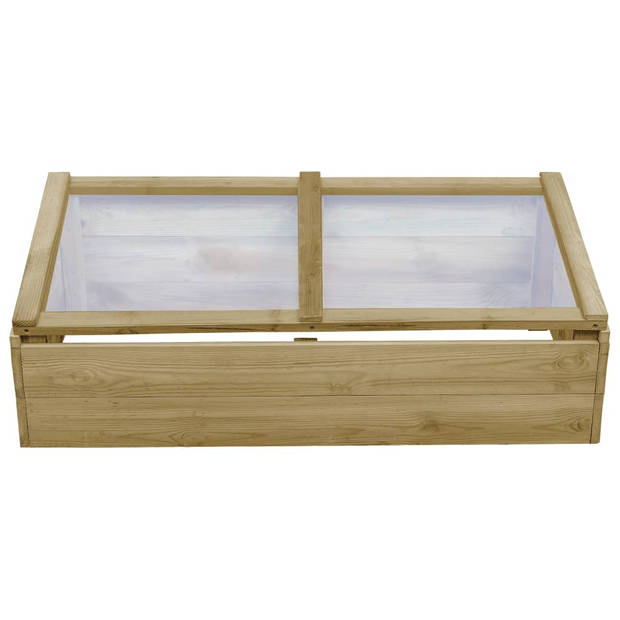 The Living Store Hobbytuin Houten Kweekkassen - 100 x 50 x 25/35 cm - Naturel - Geïmpregneerd grenenhout - Met