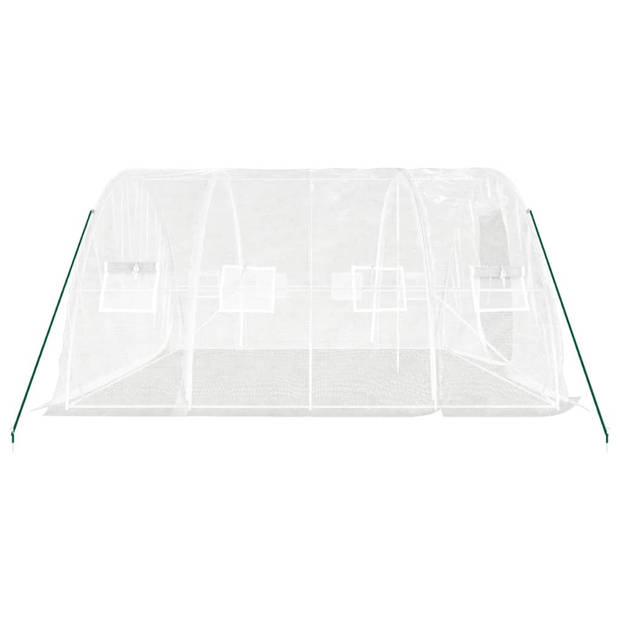 The Living Store Broeikas 5x4x2.3 m - Polyetheen / Gegalvaniseerd staal - Wit - 140 g/m² - Met roldeur en gaasvensters