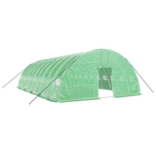 The Living Store Broeikas 10x6x2.85m - Groen - Polyethyleen (PE) en Gegalvaniseerd Staal - 140 g/m² PE Dichtheid - Met