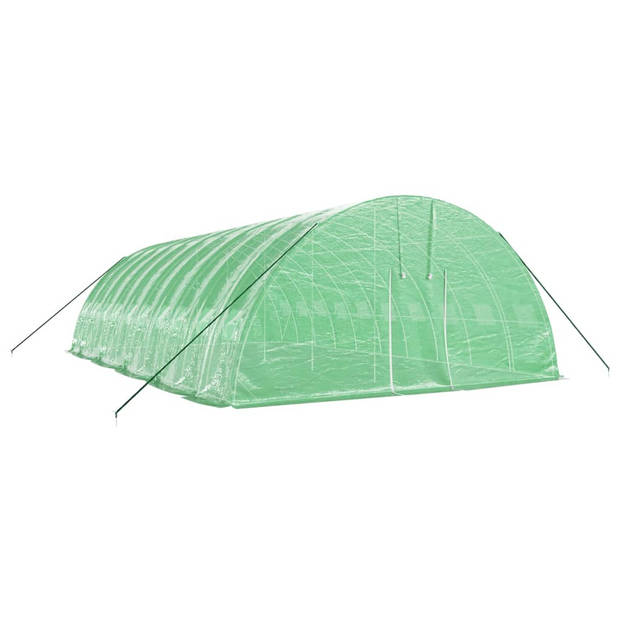 The Living Store Broeikas 10x6x2.85m - Groen - Polyethyleen (PE) en Gegalvaniseerd Staal - 140 g/m² PE Dichtheid - Met