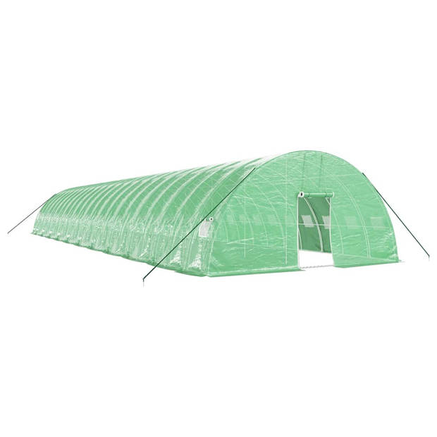 The Living Store Broeikas 22x6x2.85m - Groen - PE en gegalvaniseerd staal - UV-bestendig - Weerbestendig -