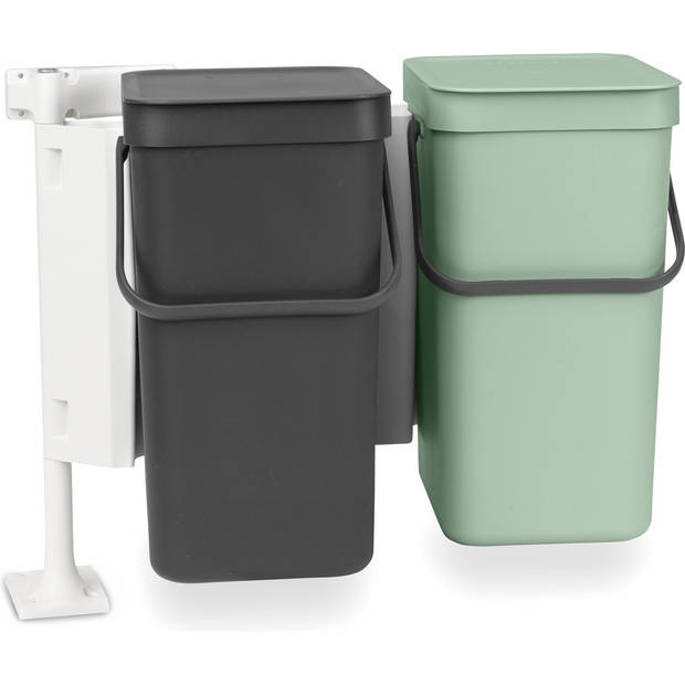 Brabantia Sort & Go afvalemmer 2 x 12 L Dark Grey & Jade Green (732146)