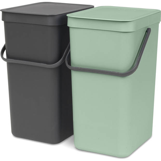 Brabantia Sort & Go prullenbak - 2 x 12 L - donkergoen/jade groen