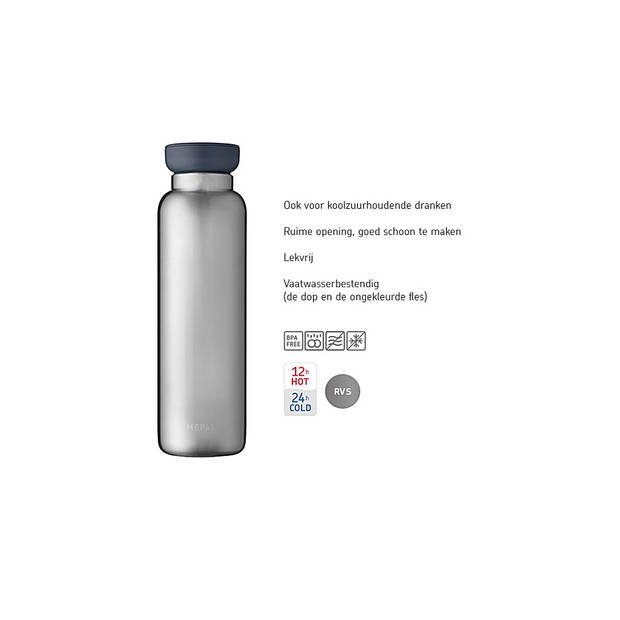 Mepal - Ellipse Thermosfles - Isoleerbeker - 900 ml - Natural Brushed