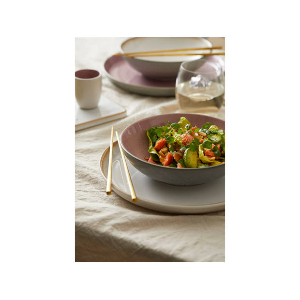 Bitz® Gastro set 6 stuks Pastaborden/diepe borden Ø 20 cm - Zwart/Licht Roze 11200