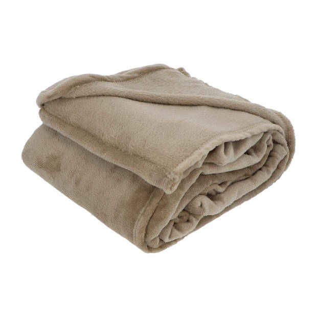 Heerlijk Zachte en Grote Fleece Plaid - 180x220 cm - Taupe