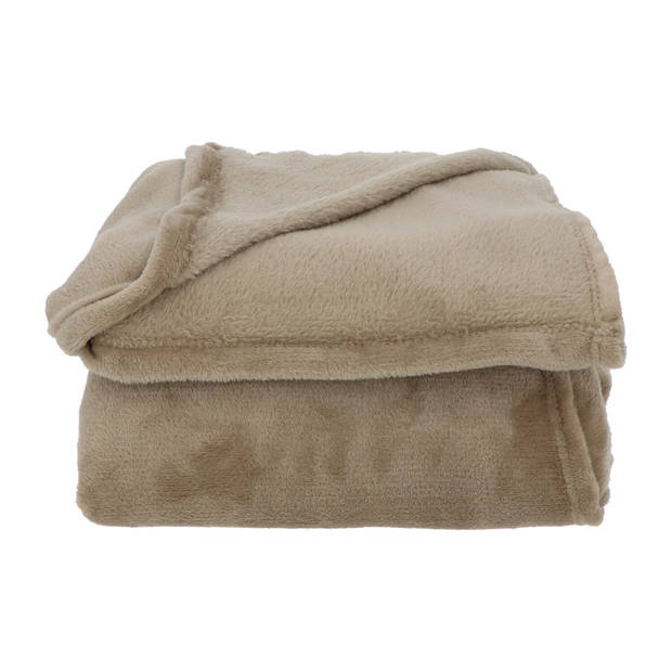 Heerlijk Zachte en Grote Fleece Plaid - 180x220 cm - Taupe