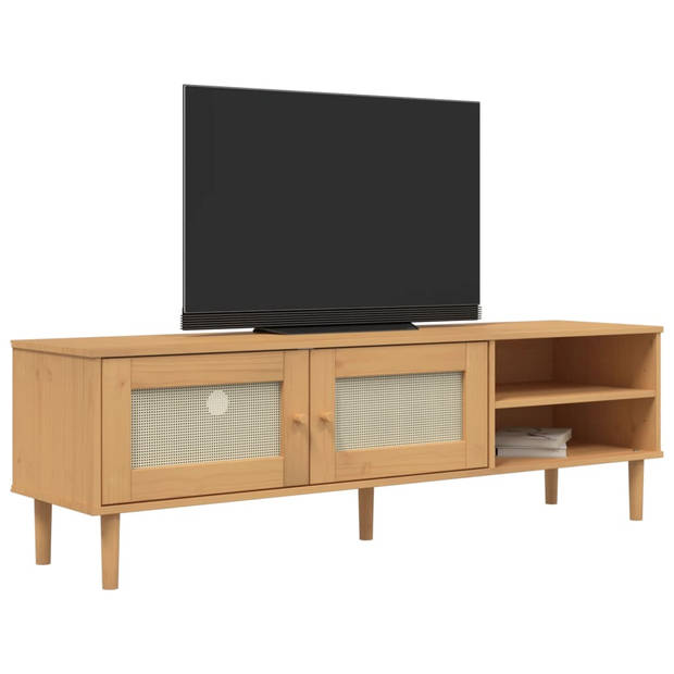 vidaXL Tv-meubel SENJA 158x40x49 cm rattan-look grenenhout bruin