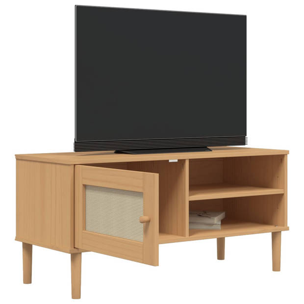 vidaXL Tv-meubel SENJA 106x40x49 cm rattan massief grenenhout bruin