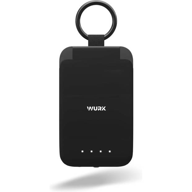 Wurk Mini Powerbank – Mobiel Oplader – Geschikt voor Iphone, Apple en Samsung – 2000 mAh - Zwart