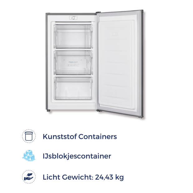 MPM - Vriezer Tafelmodel - Vrieskast - Innovatieve Compressor Vriezer met Links/Rechts Deursysteem – Stil - Zuinig - Tem