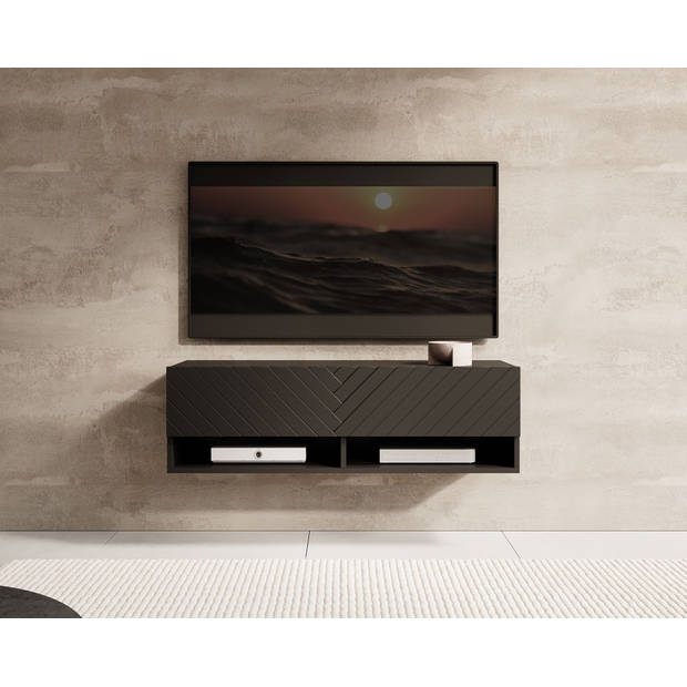 Meubella TV-Meubel Asino - Zwart Visgraat - 100 cm