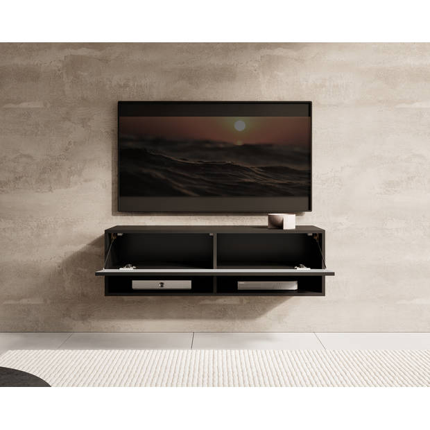 Meubella TV-Meubel Asino - Zwart Visgraat - 100 cm