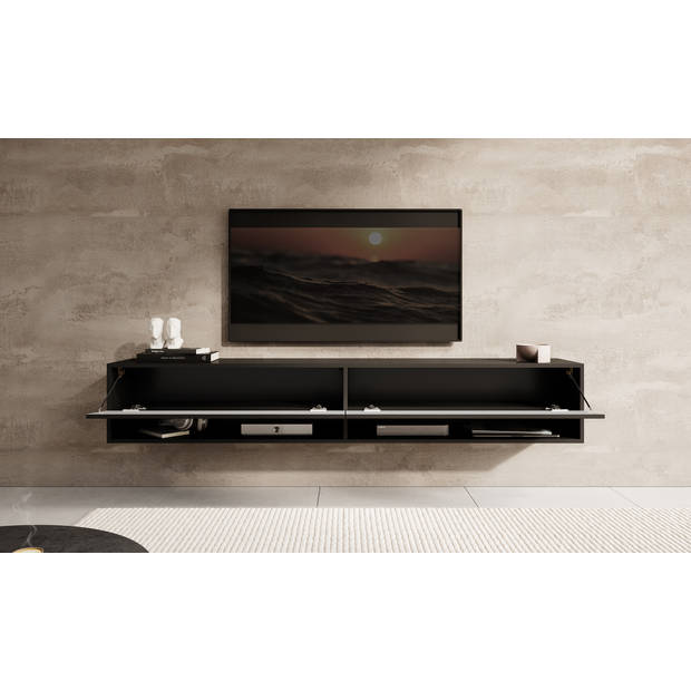 Meubella TV-Meubel Asino - Zwart Visgraat - 180 cm