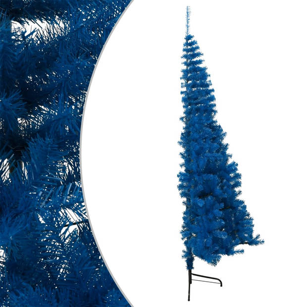 The Living Store Halve Kunstkerstboom - Blauw - 210 cm - PVC en staal - 605 takken