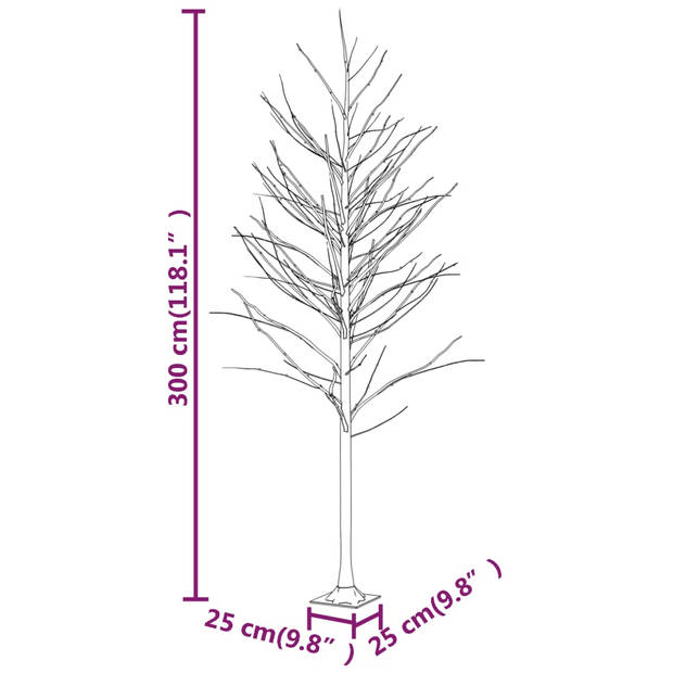 The Living Store LED-berkenboom - 240 LEDs - 25 x 25 x 300 cm - warmwit - 8 functies