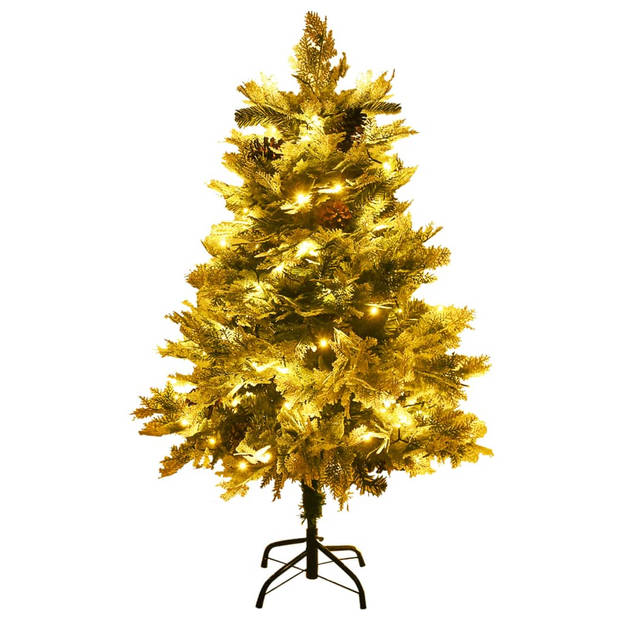 The Living Store Kerstboom PVC/PE - 120 cm - Met LEDs en scharniersysteem