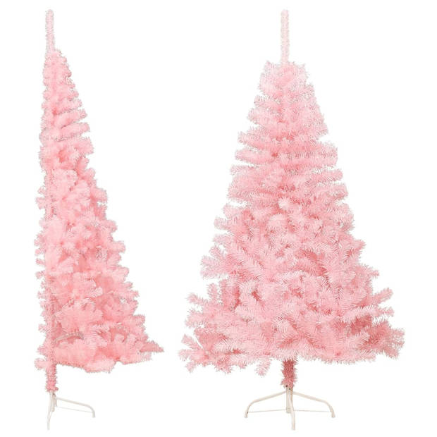 The Living Store Halve Kunstkerstboom - Roze - 150 cm - PVC en staal - Met 340 takken