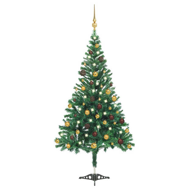 The Living Store Kunstkerstboom - Groen - 210 cm - 910 takken - met LED-verlichting