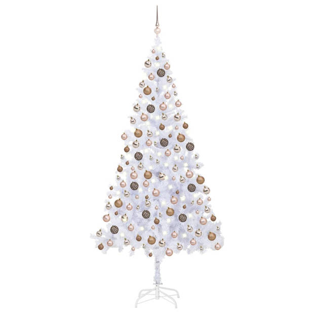 The Living Store Kerstboom Snowy White - 210 cm - Met LED-verlichting en 910 takken