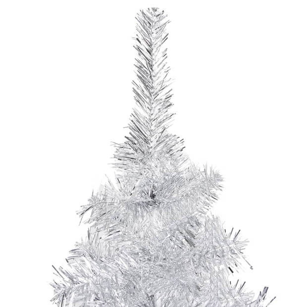 vidaXL Kunstkerstboom met verlichting en kerstballen 240 cm PET zilver