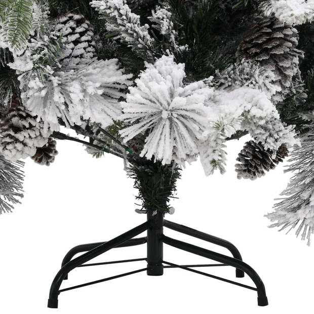 The Living Store Kerstboom Scharnierend Groen/Wit 225 cm - PVC/PE/Staal met 1.120 PVC uiteinden - 80 PE uiteinden en
