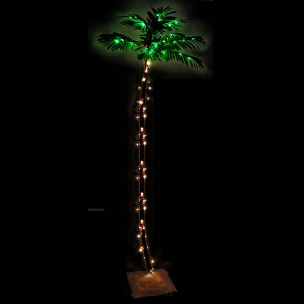 The Living Store LED Palmboom - LED-boom - feestdecoratie - 50 x 50 x 220 cm - Warmwit - 136 LEDs - 8 lichteffecten