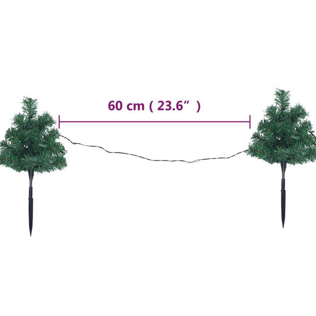 The Living Store Tuinpadbomen - Kerstbomen LED - 30 cm - PVC uiteinden - 8 lichteffecten