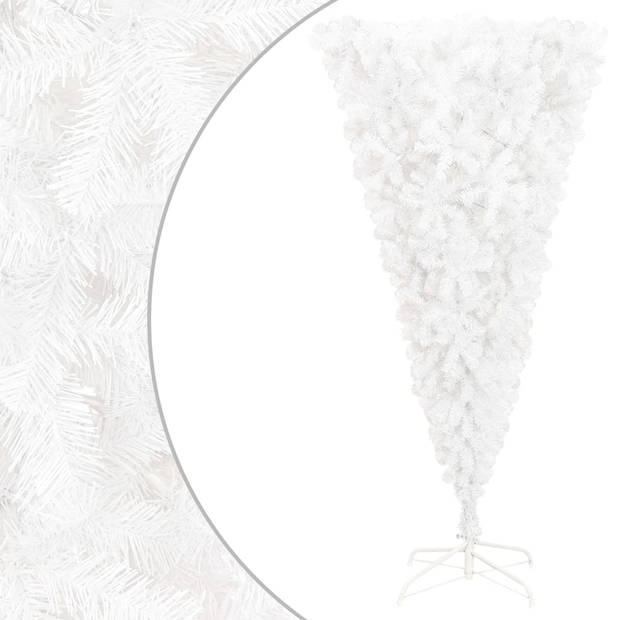 The Living Store Omgekeerde witte kunstkerstboom - 210 cm - volle uitstraling - stalen standaard
