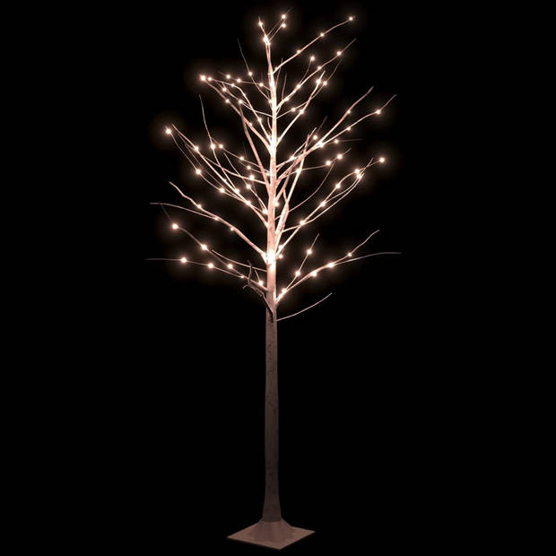 The Living Store LED-berkenboom - wit - 25 x 25 x 220 cm - 128 LEDs - 8 lichteffecten