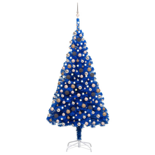 The Living Store Kunstkerstboom - Kerstverlichting - Blauw - 240 cm - PVC - LED-verlichting