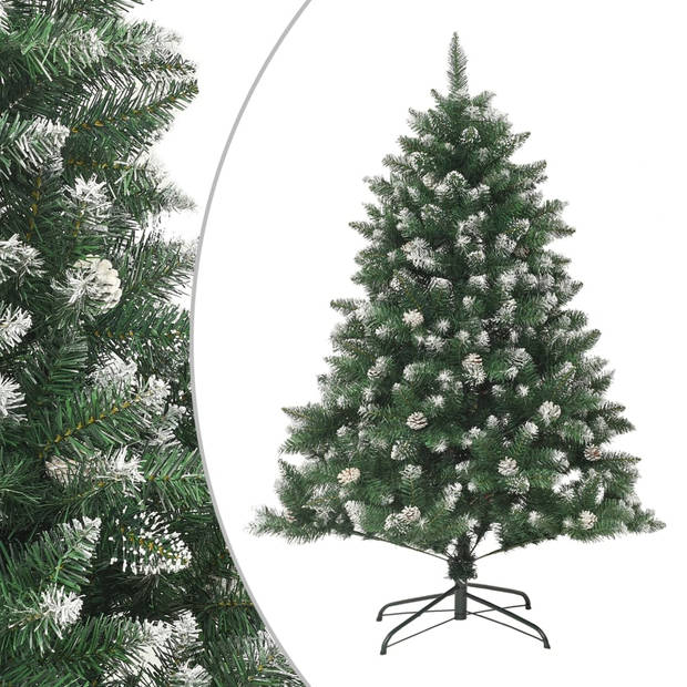 The Living Store Kerstboom Luxe - 150 cm - Groen/Wit - Met scharnierende constructie