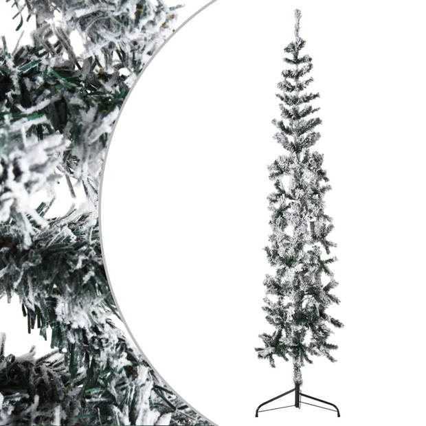 The Living Store Kunstkerstboom Deluxe - 180 cm - Halfrond - PVC - Witte sneeuwblokken