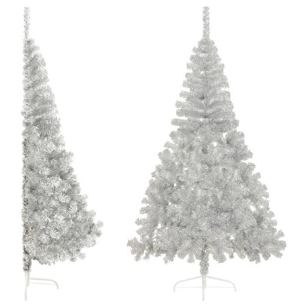 The Living Store Halve Kunstkerstboom - 180 cm - Zilver - PVC en staal - 465 takken