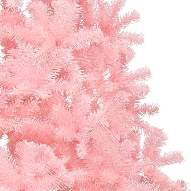 The Living Store Kunstkerstboom met standaard half 180 cm PVC roze - Decoratieve kerstboom