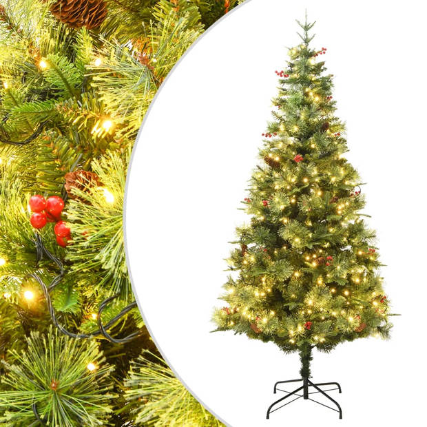 The Living Store Scharnierende kerstboom PVC en PE - 225 cm - Met LEDs