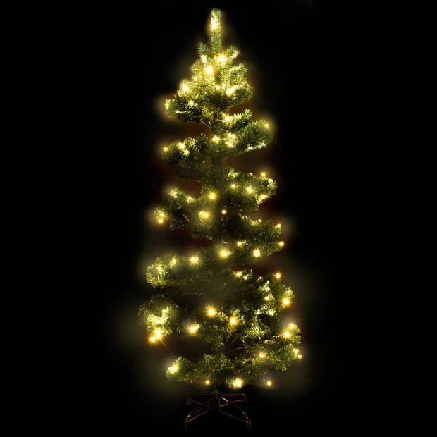 The Living Store Spiraal LED Kerstboom - 150 cm - Groen met PVC uiteinden en 8 lichteffecten