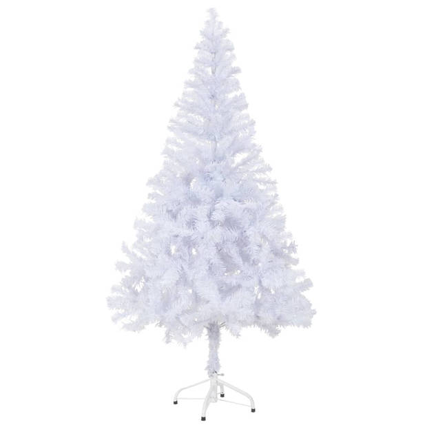 The Living Store Kunststof Kerstboom - 150 cm - Wit - 380 takken - Met 150 LEDs - Inclusief standaard -