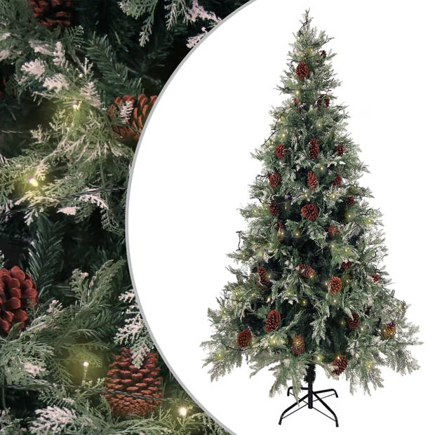 The Living Store Kerstboom - LED - 225 cm - Groen/Wit