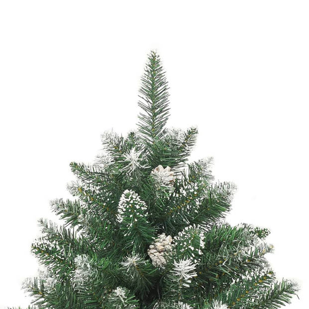 The Living Store Kerstboom Classic 180 cm - groen/wit PVC - scharnierconstructie - witte decoratiesneeuw - 32