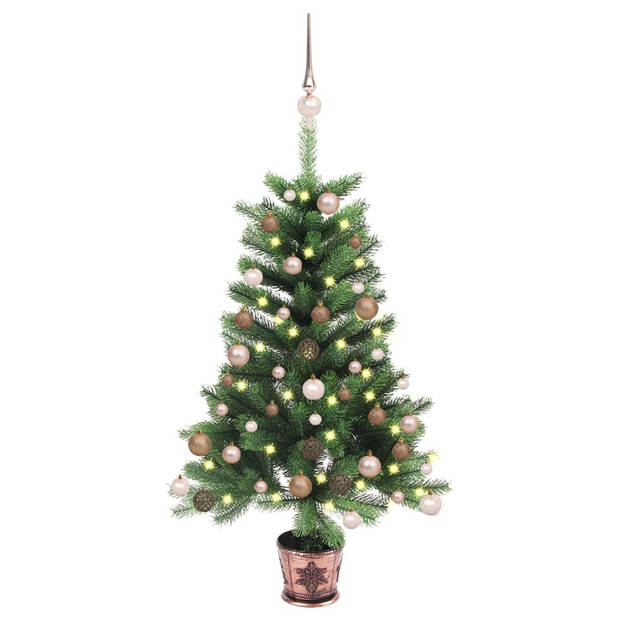 The Living Store Kunstkerstboom Mand - 65 cm - PE naaldvormige takken - LED verlichting - Groen - Incl - accessoires