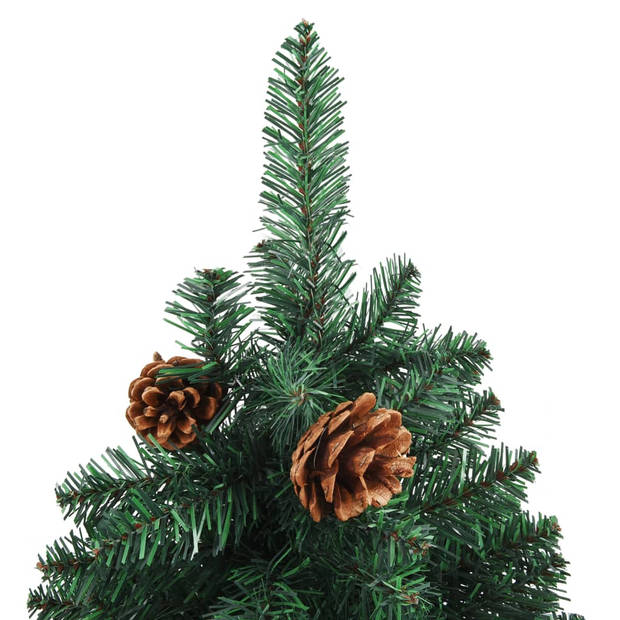 vidaXL Kerstboom met echt hout en dennenappels smal 150 cm PVC groen