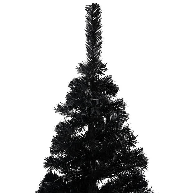 The Living Store zwarte kunstkerstboom - 240 cm - LED-verlichting - PVC