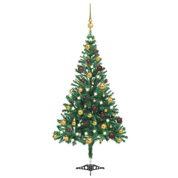 The Living Store Kunstkerstboom - 120 cm - PVC - 230 takken - LED-verlichting - USB-aansluiting - Groen