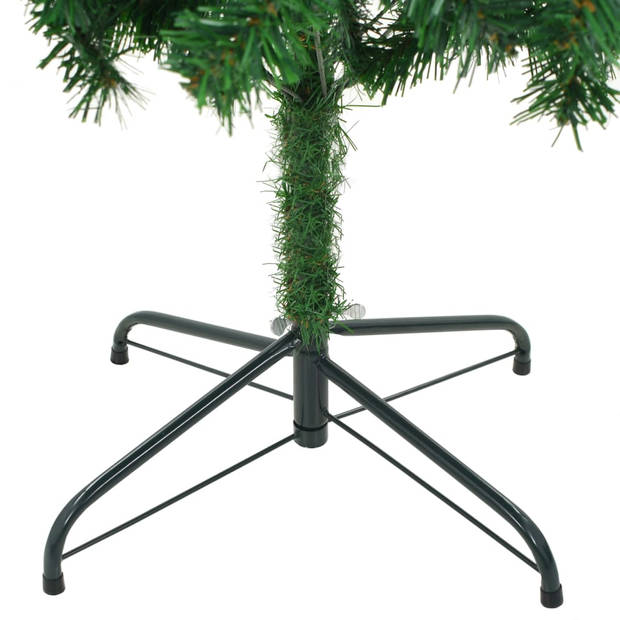 The Living Store Kunstkerstboom 210 cm - 910 takken - groen - met LED-verlichting - inclusief piek en kerstballen